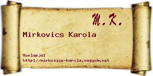 Mirkovics Karola névjegykártya